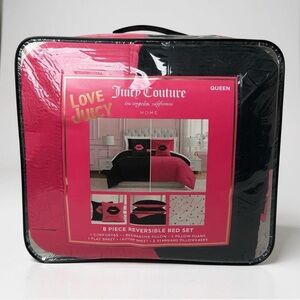 Juicy Couture Vibrant Pink and Sleek Black Bedding Set Queen comforter